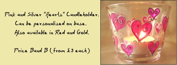 Pink Hearts Candleholder. From 3 each